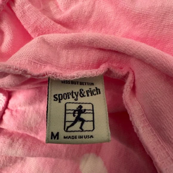 SPORTY & RICH Pink Tie Dye Cotton Jersey Shorts Size Medium - Picture 10 of 10
